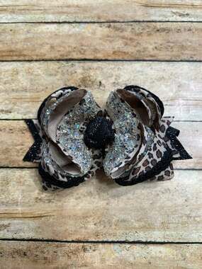 Lilly Reese Bowtique 4" Leopard Glitter Ribbon Bow